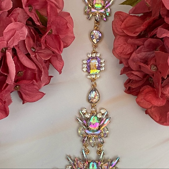 Boho Long Crystal Rhinestone Body Necklace Harness - Picture 12 of 16